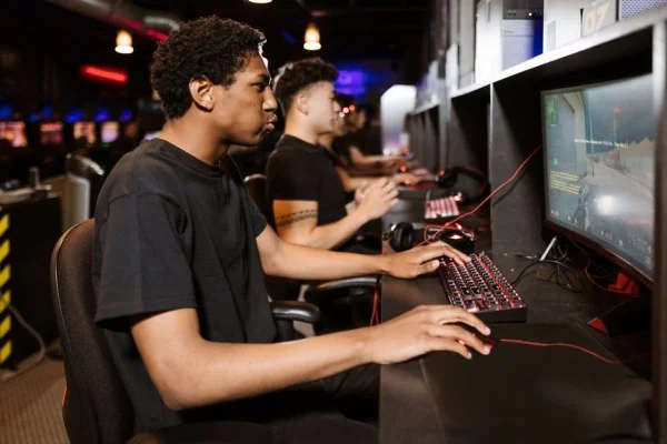 gamer playing computer game